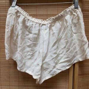 100% Silk Cream Elastic Waist Micro Shorts